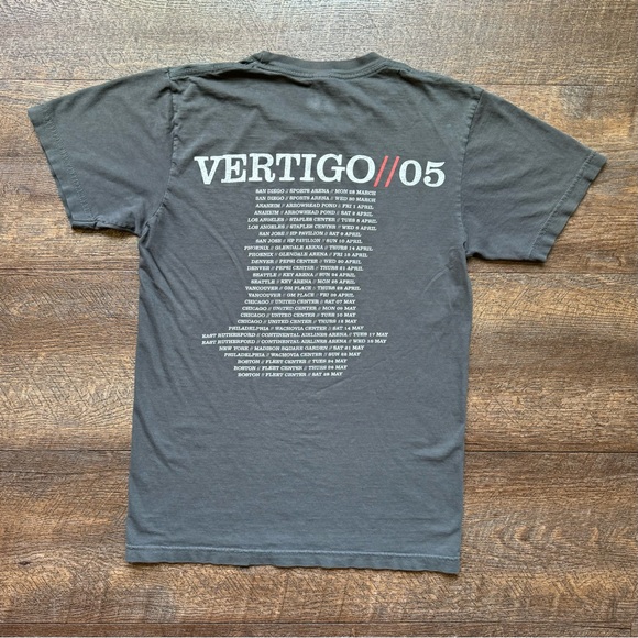 VTG Y2K Womens Small Gray U2 "VERTIGO 05" Tour Concert Distressed Tee - Picture 9 of 10